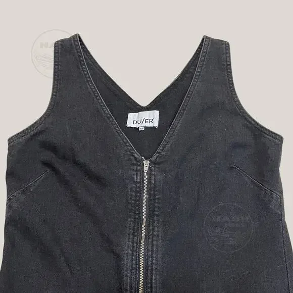 DUER Performance Denim Jumpsuit M | Aged Black Zip-Front Utility One-Pc Sold Out - Picture 3 of 7